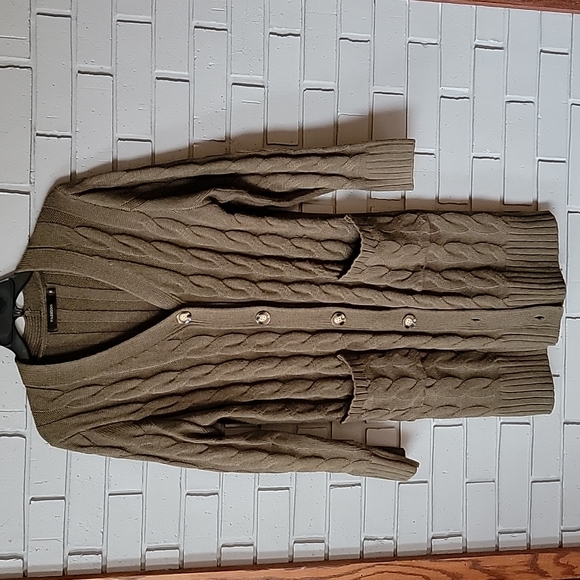 Merokeety Long Sleeve Cable Knit Long Cardigan Open front button Sweater - Picture 3 of 5